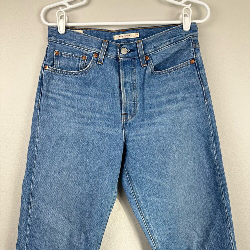 Levi's Premium Wedgie Fit Straight Jeans 27 Distressed - Picture 4 of 15